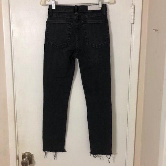 Re/Done Originals High Rise Ankle Cropped in Black - Picture 3 of 4